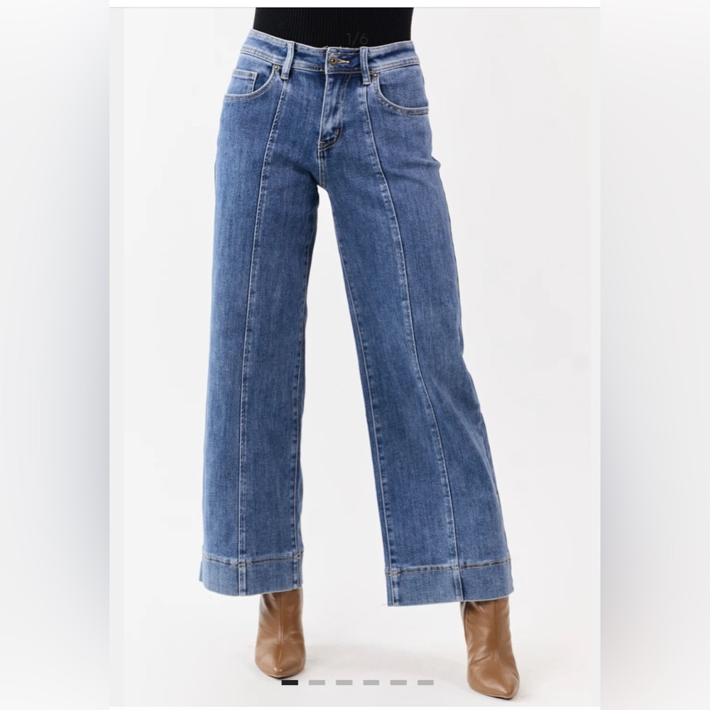 MIca Denim Dark Wash Stretchy Wide Leg Jeans